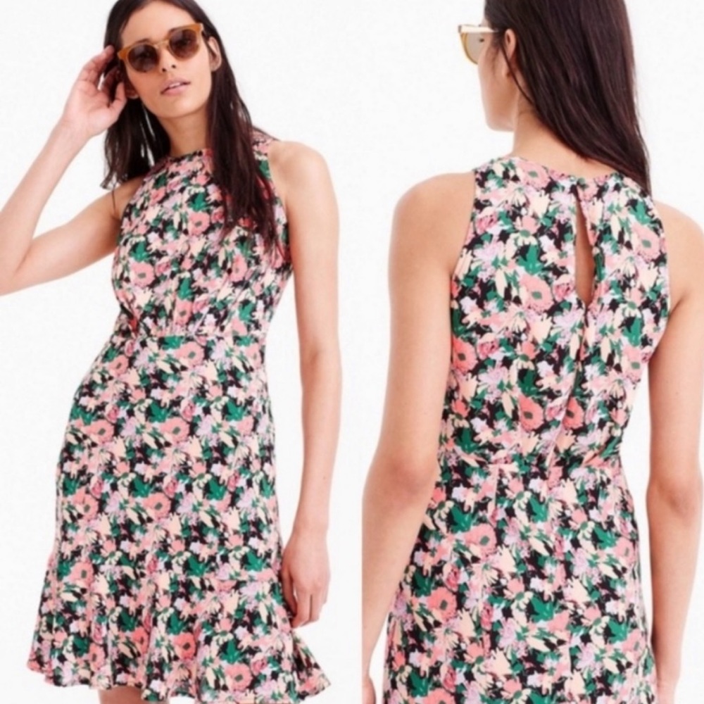 J. Crew Ruched Floral Flare Dress NWT 0